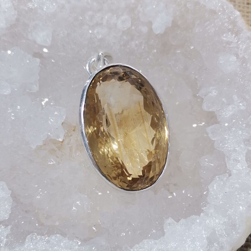 COLGANTE PLATA CITRINO OVALADO