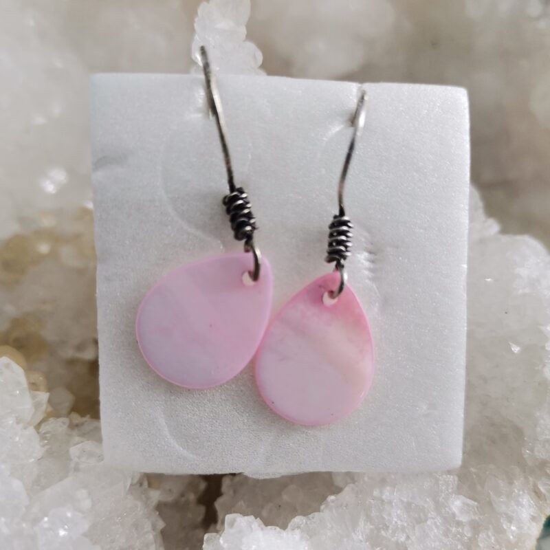 PENDIENTE PLATA NACAR ROSA 12