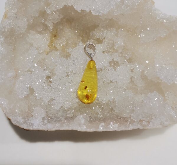 COLGANTE AMBAR GOTA ALARGADA PLATA