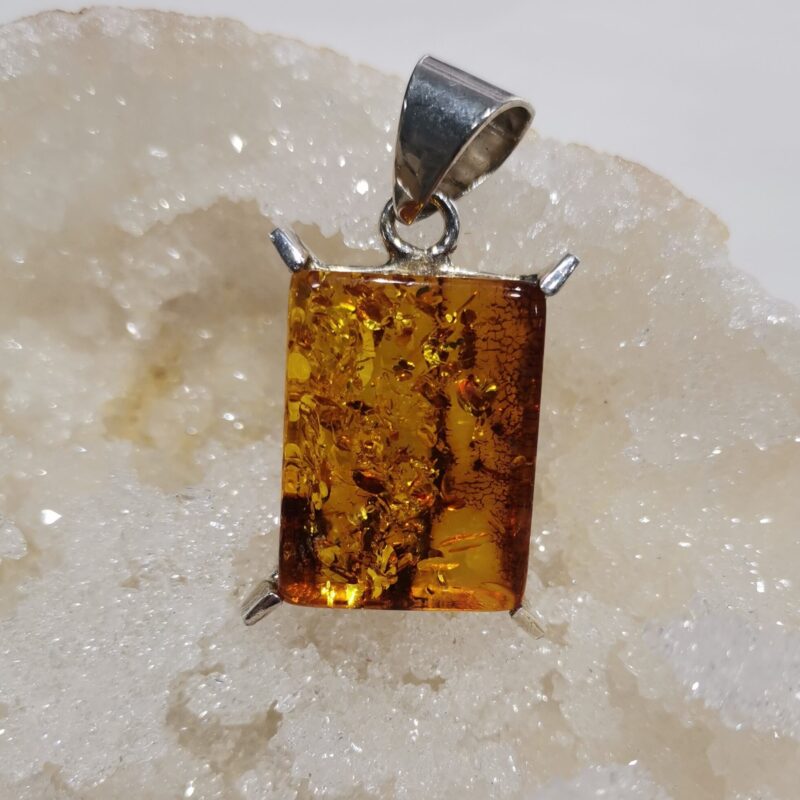 COLGANTE AMBAR RECTANGULAR 4 ENGARCES PLATA