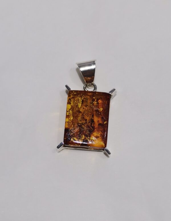 COLGANTE AMBAR RECTANGULAR 4 ENGARCES PLATA - Imagen 2