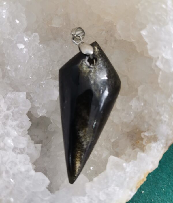 COLGANTE OBSIDIANA DORADA PUNTA LABRADA