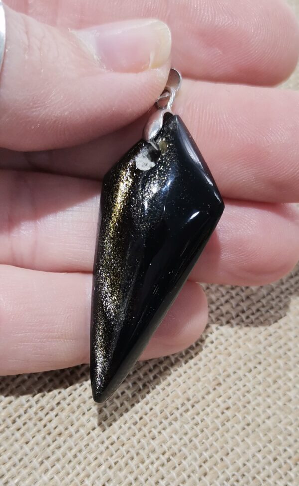 COLGANTE OBSIDIANA DORADA PUNTA LABRADA - Imagen 2