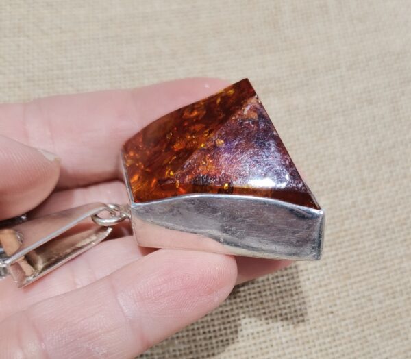 COLGANTE PLATA AMBAR ROMBO GRANDE - Imagen 2