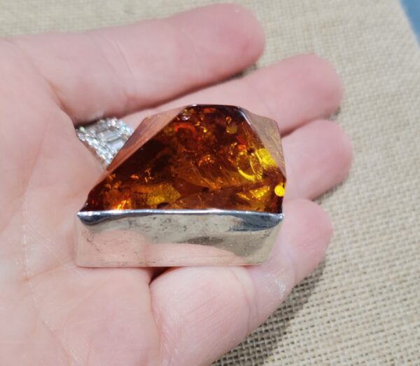 COLGANTE PLATA AMBAR ROMBO GRANDE - Imagen 3