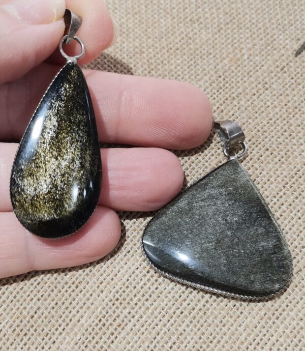 COLGANTE PLATA OBSIDIANA DORADA