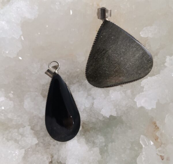 COLGANTE PLATA OBSIDIANA DORADA - Imagen 2
