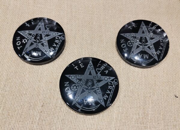 ESPEJO OBSIDIANA NEGRA CON TETRAGRAMMATON