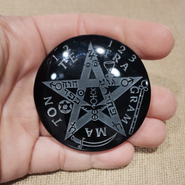 ESPEJO OBSIDIANA NEGRA CON TETRAGRAMMATON - Imagen 2
