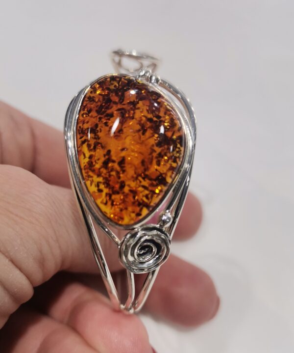PULSERA PLATA AMBAR ABIERTA - Imagen 2
