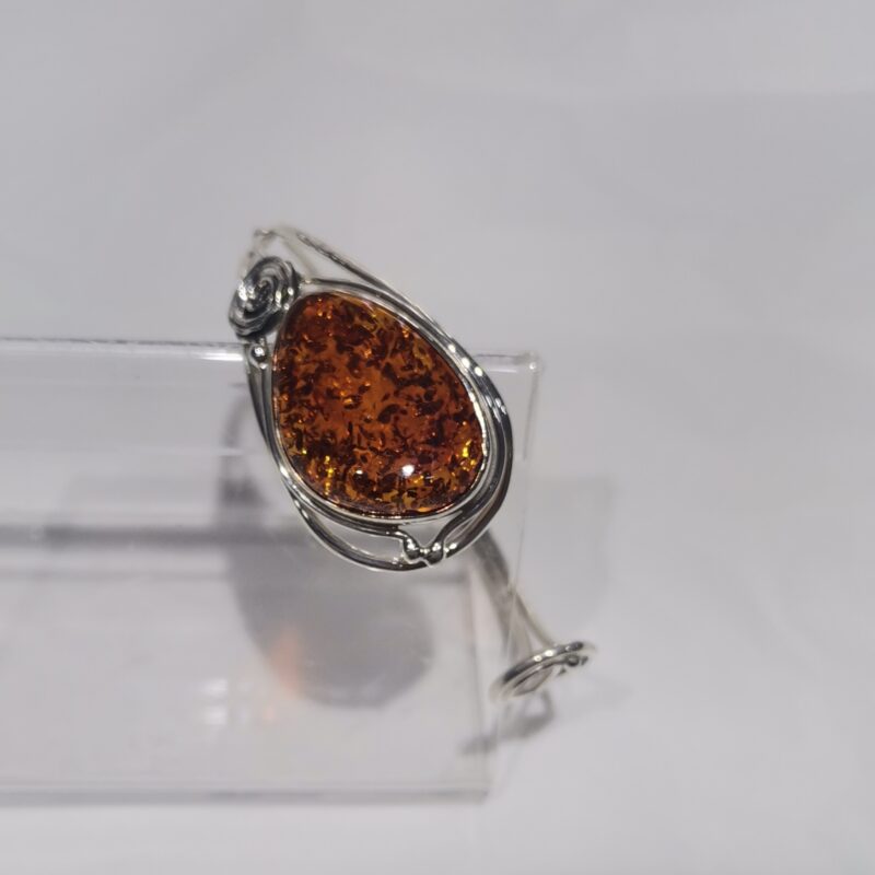 PULSERA PLATA AMBAR ABIERTA
