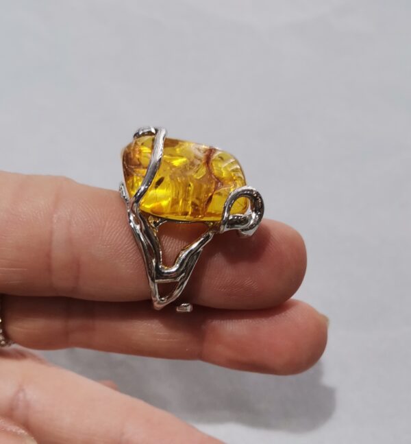 ANILLO AMBAR ENGARZADO PLATA ADAPTABLE - Imagen 2