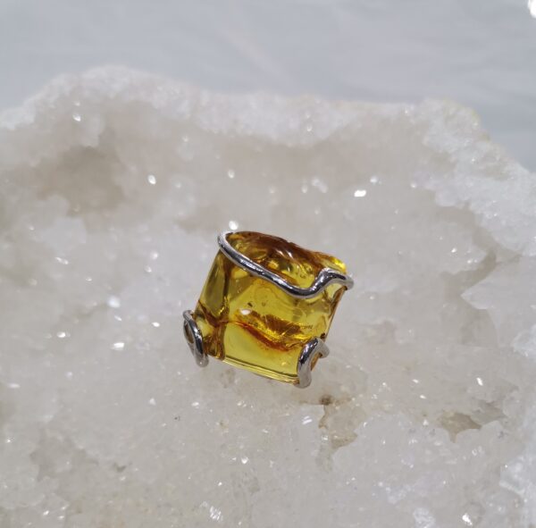 ANILLO AMBAR ENGARZADO PLATA ADAPTABLE
