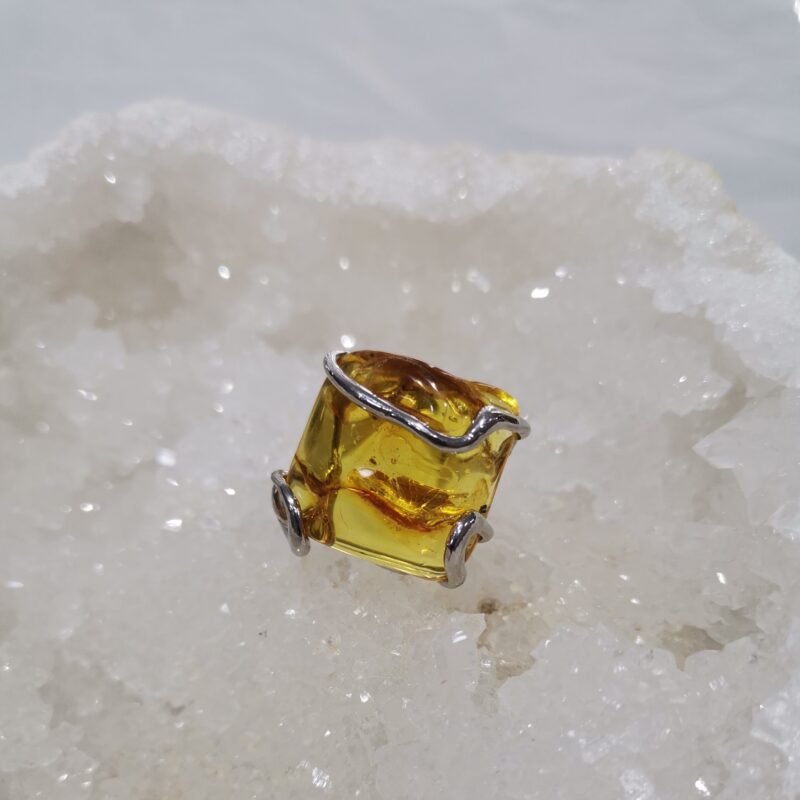 ANILLO AMBAR ENGARZADO PLATA ADAPTABLE