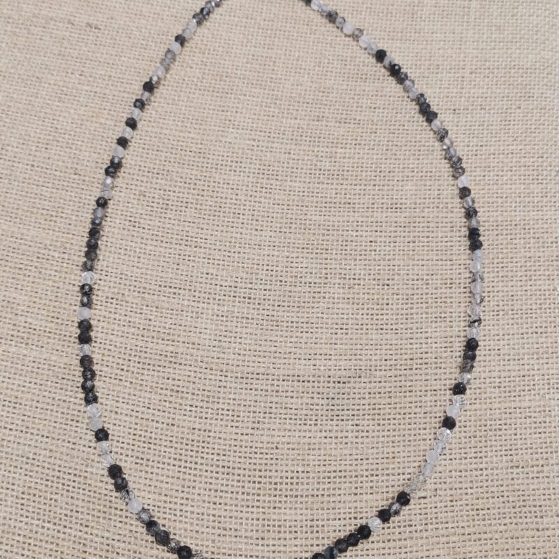 COLLAR CUARZO RUTILADO TURMALINA FLATELADO 4 MM PLATA