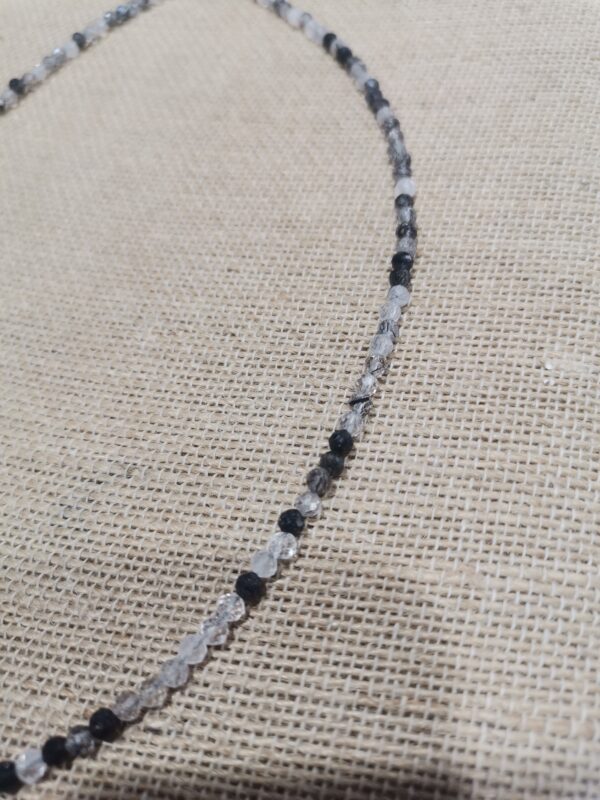 COLLAR CUARZO RUTILADO TURMALINA FLATELADO 4 MM PLATA - Imagen 2