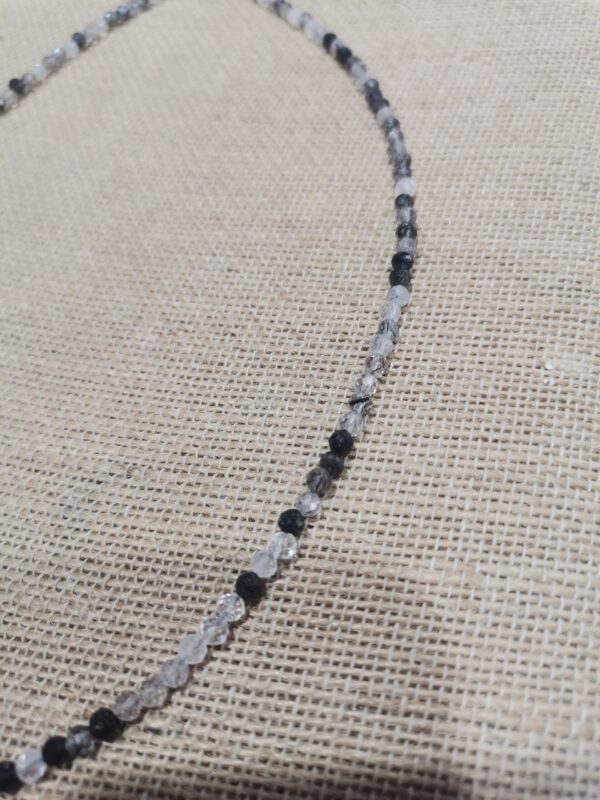 COLLAR CUARZO RUTILADO TURMALINA FLATELADO 4 MM PLATA - Imagen 2