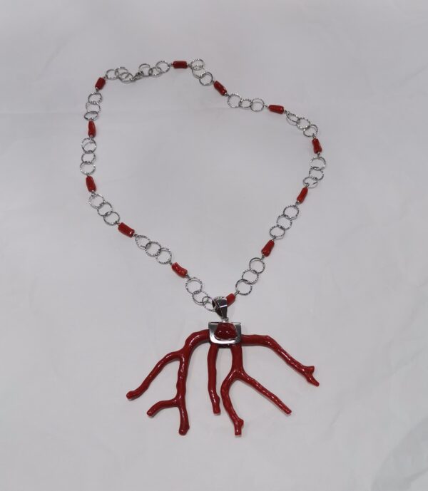 COLLAR RAMA DE CORAL CON CADENA PLATA - Imagen 3