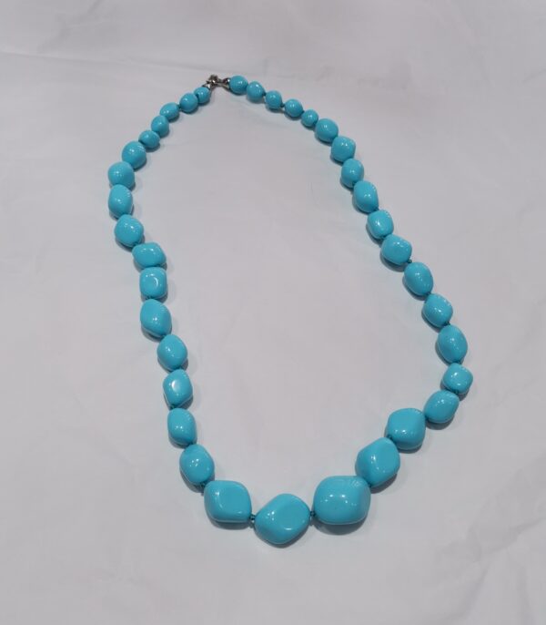 COLLAR RODADO IRREGULAR TURQUESA PLATA