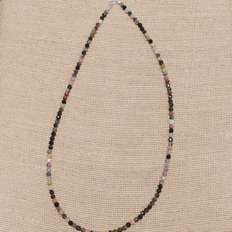COLLAR TURMALINA SANDIA FLATELADA 4 MM PLATA