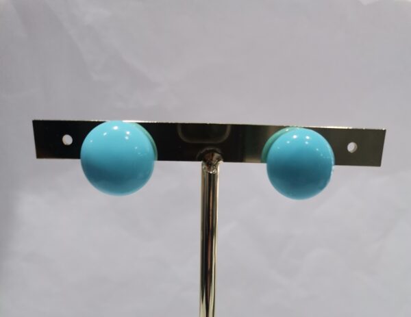 PENDIENTE BOTON TURQUESA PLATA BAÑO ORO OMEGA - Imagen 2