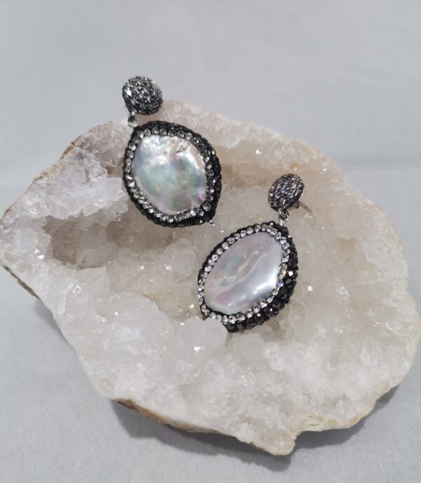 PENDIENTE PERLA NATURAL Y CIRCONITAS PLATA