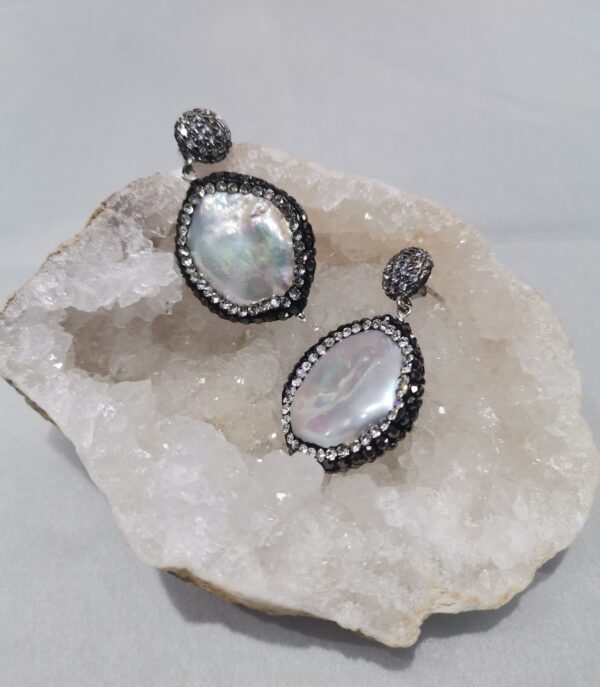 PENDIENTE PERLA NATURAL Y CIRCONITAS PLATA
