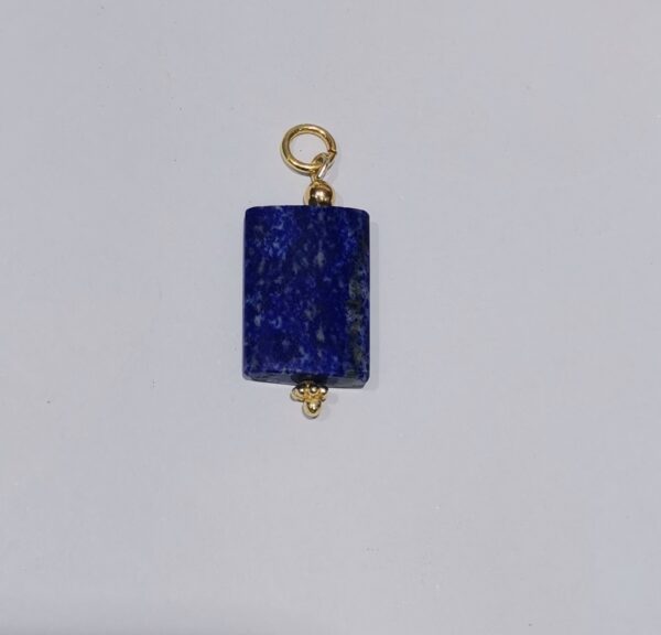 COLGANTE LAPISLAZULI PLATA BAÑO ORO RECTANGULAR - Imagen 2