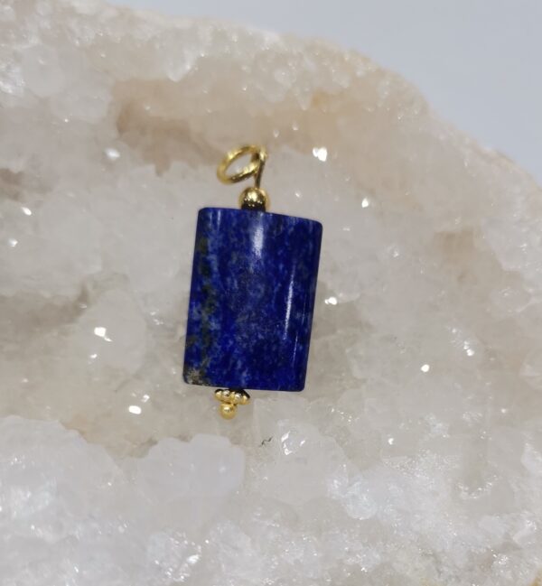COLGANTE LAPISLAZULI PLATA BAÑO ORO RECTANGULAR