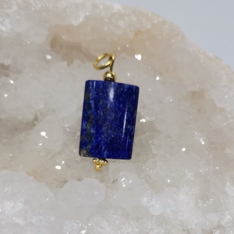 COLGANTE LAPISLAZULI PLATA BAÑO ORO RECTANGULAR