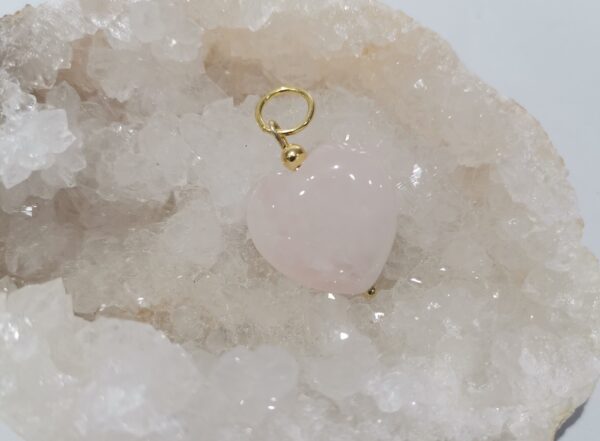 COLGANTE PLATA BAÑO ORO CORAZON CUARZO ROSA