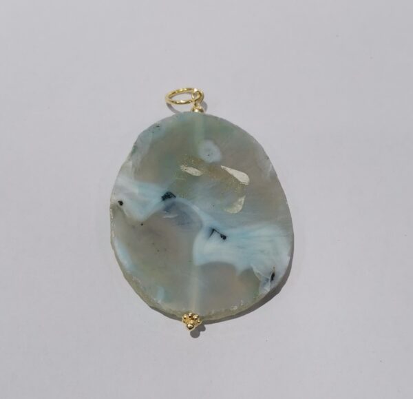 COLGANTE  PLATA BAÑO ORO AGATA AZUL CLARO - Imagen 2