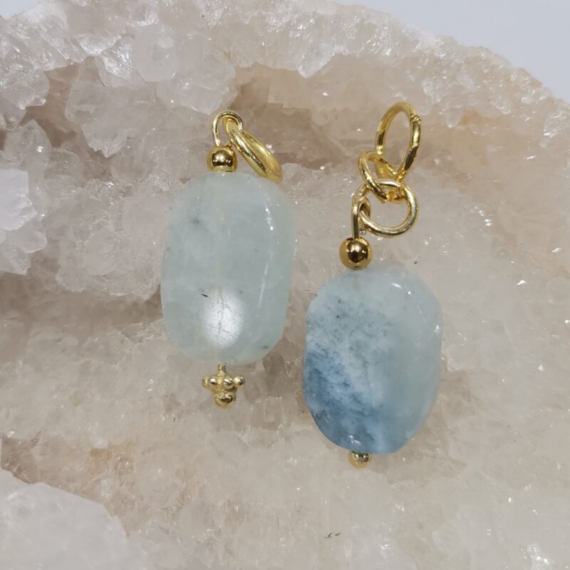 COLGANTE PLATA BAÑO ORO AGUAMARINA