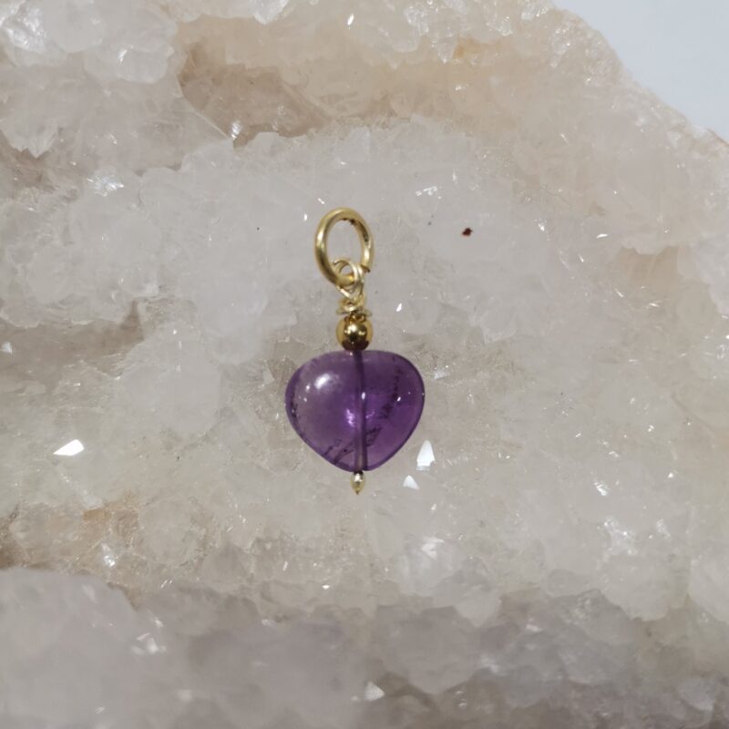 COLGANTE PLATA BAÑO ORO AMATISTA CORAZON