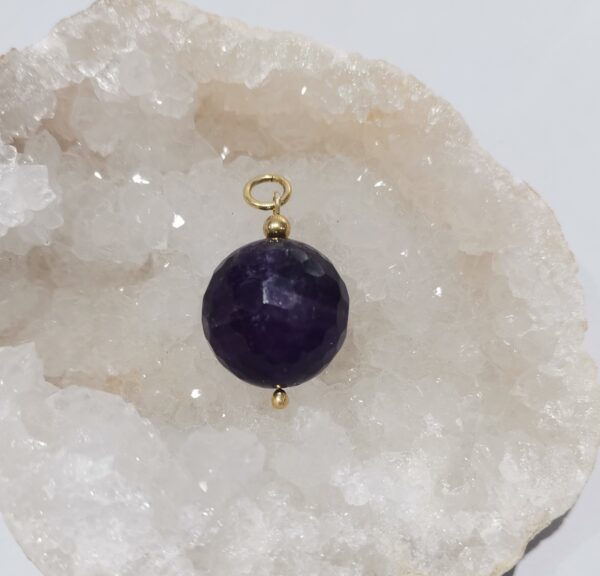 COLGANTE PLATA BAÑO ORO AMATISTA ESFERA
