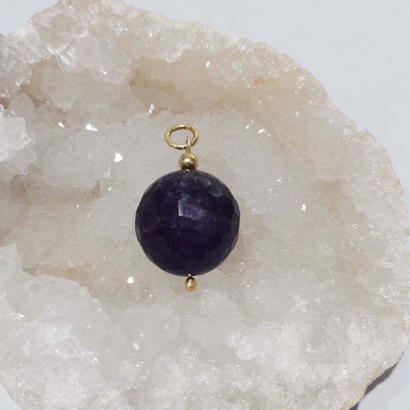 COLGANTE PLATA BAÑO ORO AMATISTA ESFERA