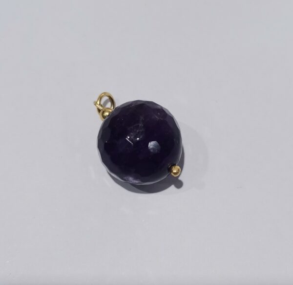 COLGANTE PLATA BAÑO ORO AMATISTA ESFERA - Imagen 2
