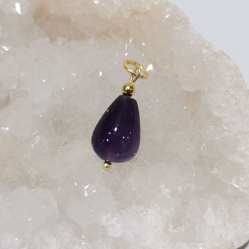 COLGANTE PLATA BAÑO ORO AMATISTA GOTA