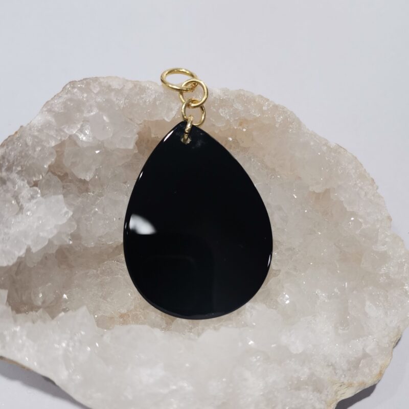 COLGANTE PLATA BAÑO ORO ONIX NEGRO