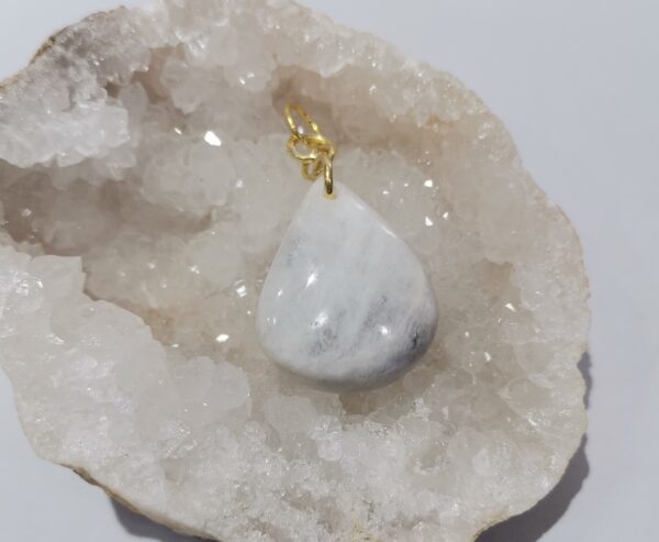COLGANTE PLATA BAÑO ORO PIEDRA LUNA GOTA GRANDE