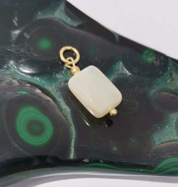 COLGANTE PLATA BAÑO ORO PIEDRA LUNA RECTANGULO FLATEADA