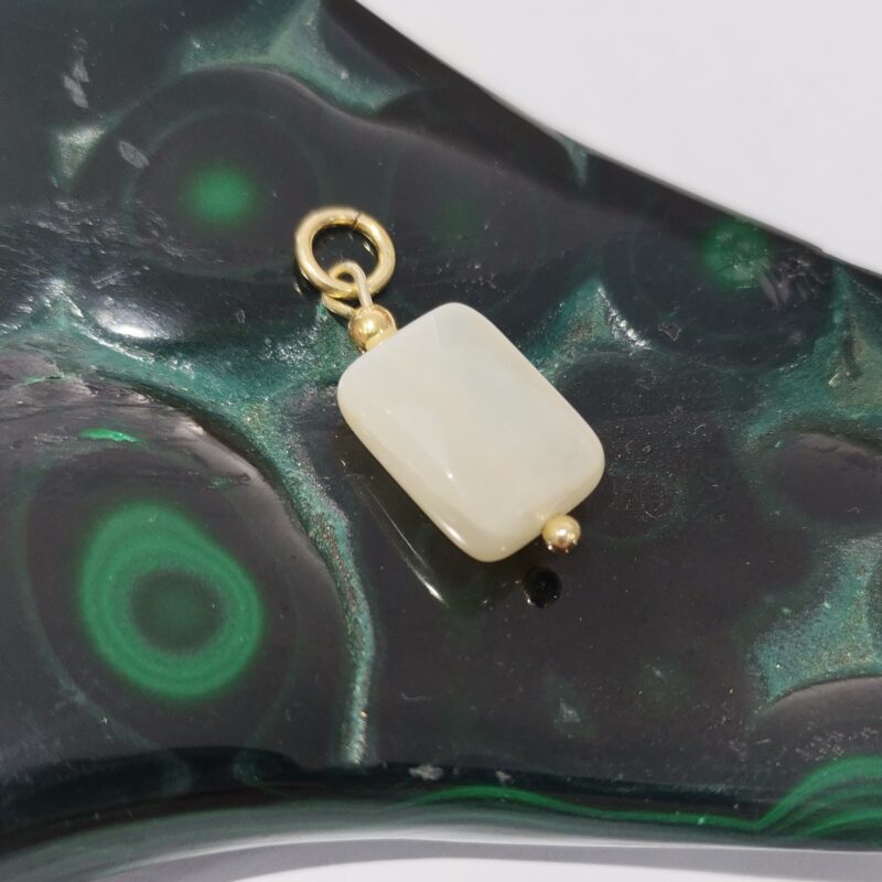 COLGANTE PLATA BAÑO ORO PIEDRA LUNA RECTANGULO FLATEADA
