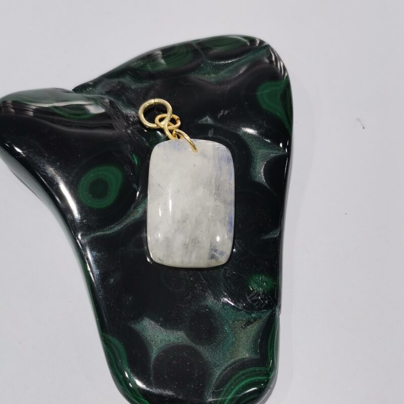 COLGANTE PLATA BAÑO ORO PIEDRA LUNA RECTANGULAR