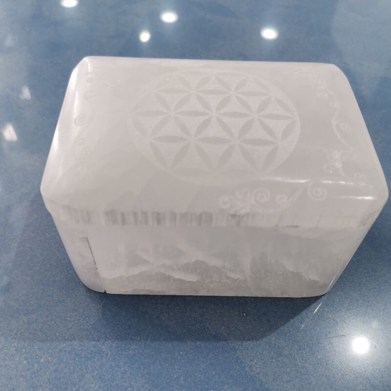 JOYERO SELENITA RECTANGULAR FLOR DE LA VIDA