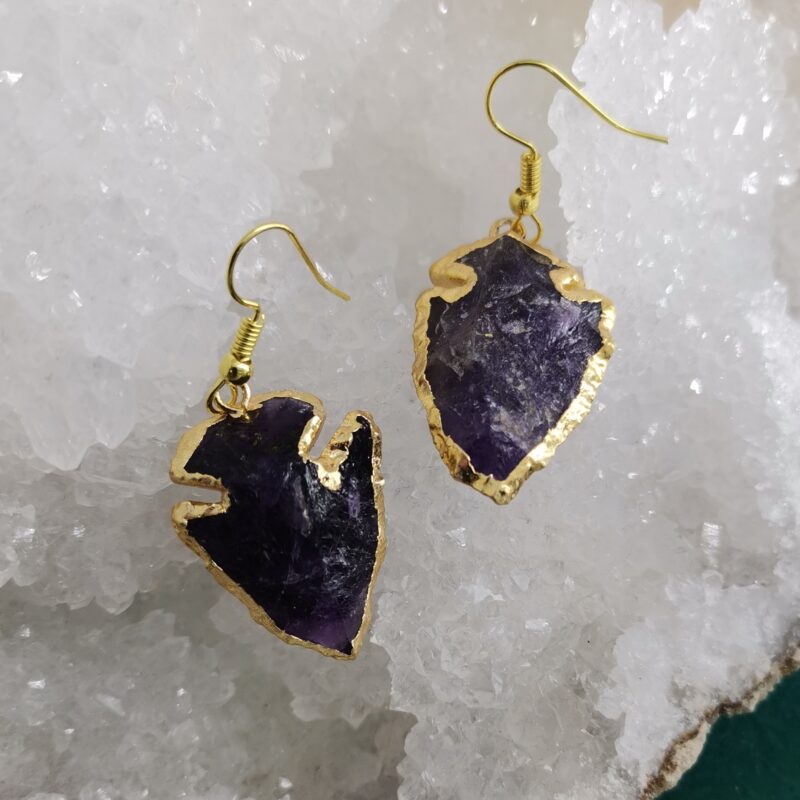 PENDIENTES FLECHA AMATISTA ACERO DORADO 1