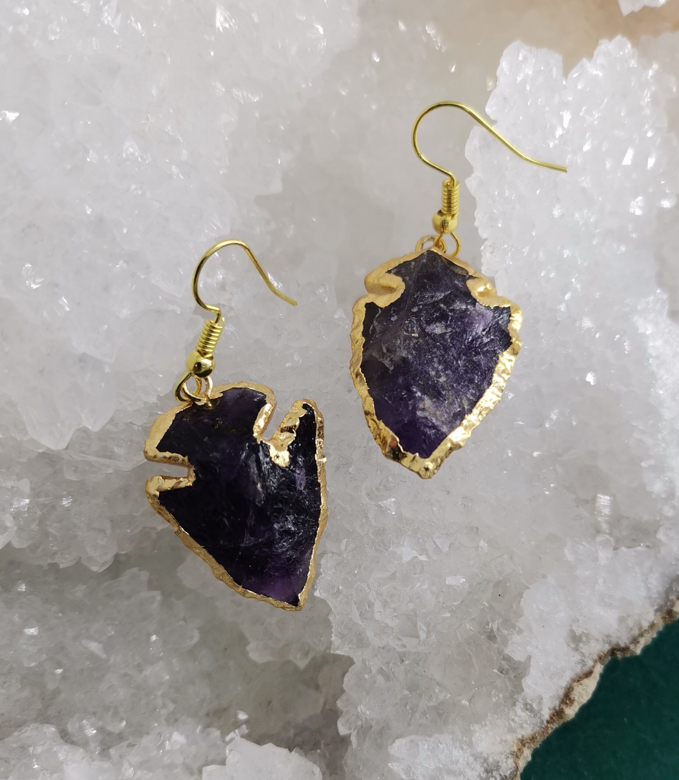 PENDIENTES FLECHA AMATISTA ACERO DORADO 1 1 PENDIENTES FLECHA AMATISTA ACERO DORADO 1