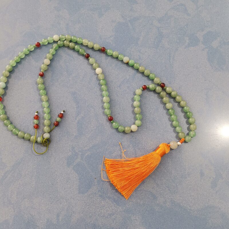 COLLAR JAPA MALA MINERAL AVENTURINA Y CARNEOLA