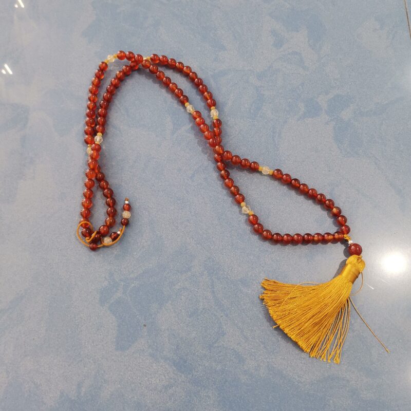COLLAR JAPA MALA MINERAL CARNEOLA Y CITRINO