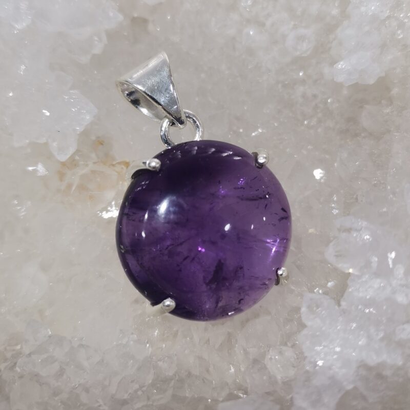 COLGANTE PLATA AMATISTA REDONDO