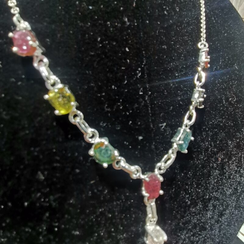 COLLAR TURMALINA SANDIA PLATA